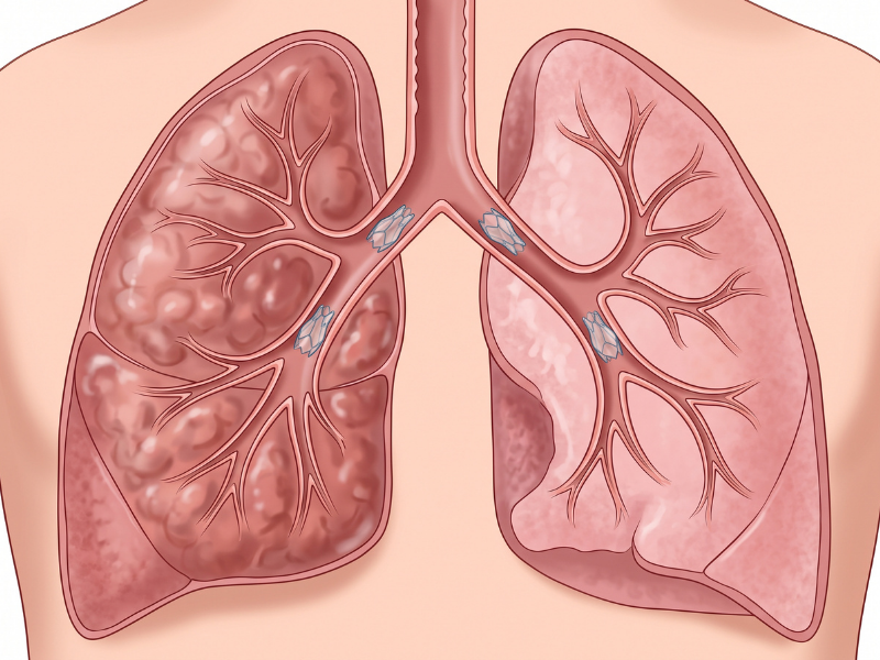 Endobronşiyal valf ile KOAH ve ileri amfizem tedavisini gösteren tıbbi illüstrasyon