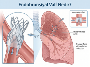 Endobronşiyal valf tedavisinde akciğer fissürleri ve kollateral ventilasyonu gösteren tıbbi illüstrasyon