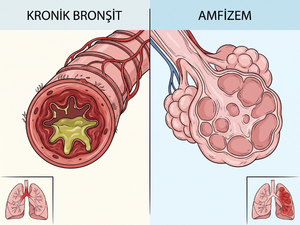 Kronik bronşit ve amfizem arasındaki farkları gösteren akciğer anatomisi
